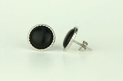 14K Yellow & White Gold Flat Stud Earrings for Women