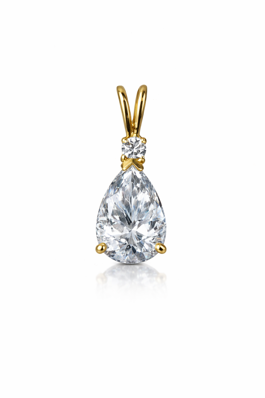 14k Yellow Gold Pear CZ Birthstone Pendant