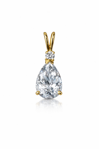 14k Yellow Gold Pear CZ Birthstone Pendant