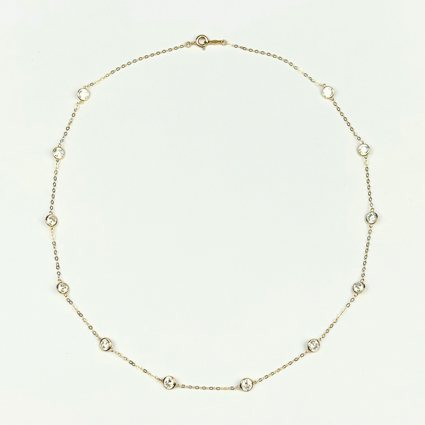 14k  Gold Cubic Zirconia CZ by the yard 16'' up to 42" Necklace