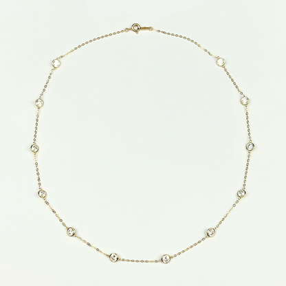 14k  Gold Cubic Zirconia CZ by the yard 16'' up to 42" Necklace