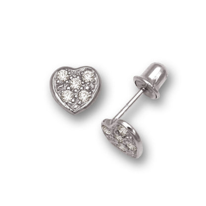 14K Yellow & White Gold Love Dainty Screw Back Stud Earrings for Women