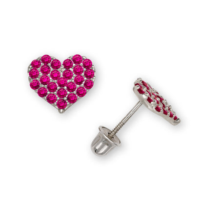 14K Yellow & White Gold Beautiful CZ Heart Shaped Stud Earrings for Women