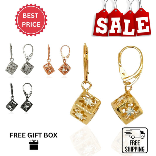 High Quality Italy 925 Sterling Silver  Square Leverback Earrings