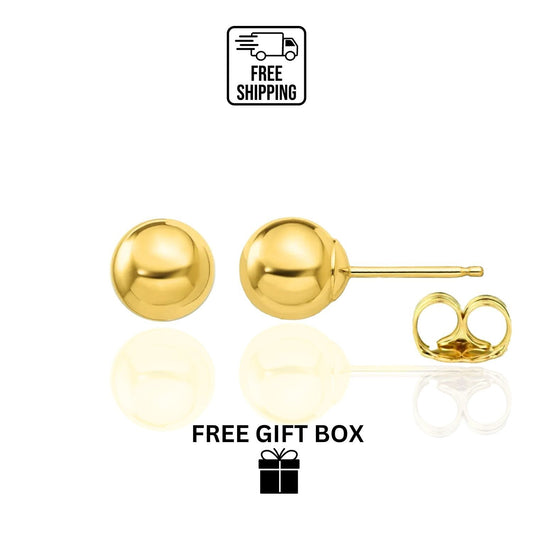 14K Yellow Gold Ball 2mm To 12mm Push Back Earrings