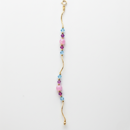 14k Yellow Gold Baby Bracelet made with Opal and Crystals from Swarovski