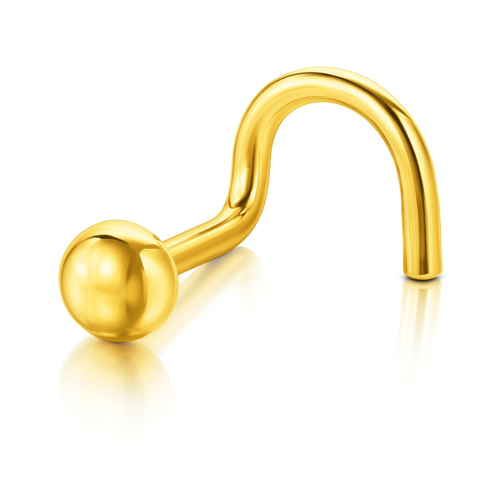 14k Yellow or White Gold Ball Nose Piercing Stud