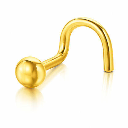 14k Yellow or White Gold Ball Nose Piercing Stud