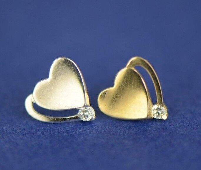 14K White or Yellow Gold Heart Shape CZ Stud Earrings