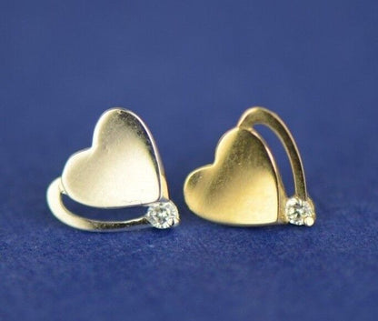 14K White or Yellow Gold Heart Shape CZ Stud Earrings
