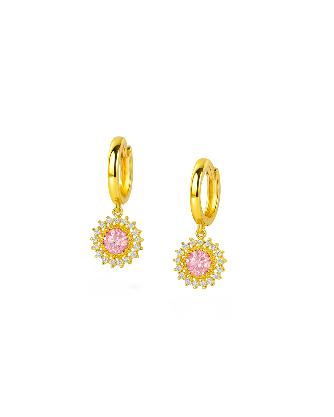 14k Yellow Gold Dangle Hoop Huggie Earrings