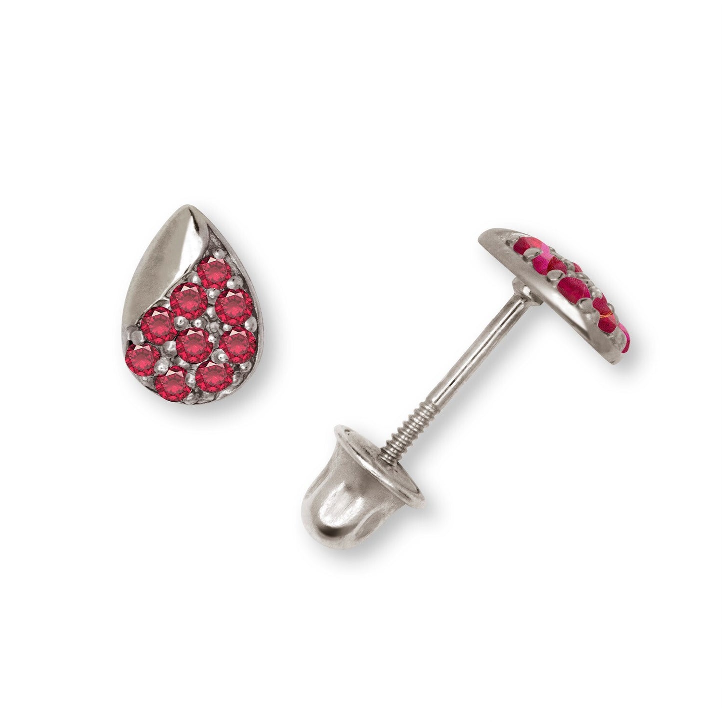 14K Yellow & White Gold CZ Teardrop Stud with Shiny Stones Earrings for Women