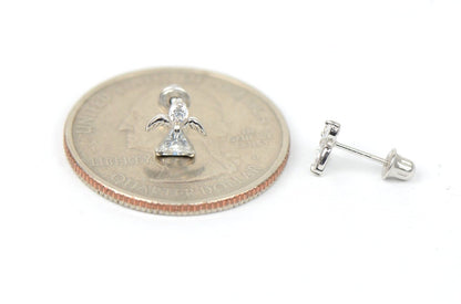 14k Yellow or White Gold Angel CZ Stud Earrings