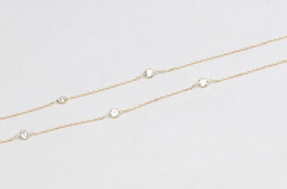 14k Yellow Gold Cubic Zirconia CZ by the yard 18" Necklace