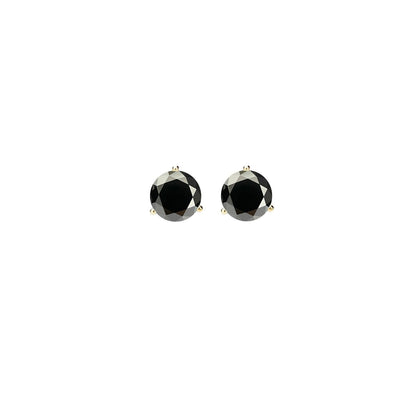 14K Gold GRA CertifiedD-VVS1 Black Moissanite Martini PushBack Stud Earrings