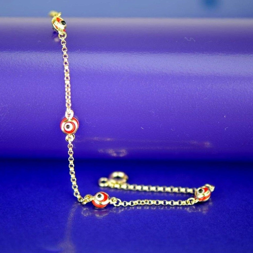 14k Yellow Gold Evil Eye Bracelet