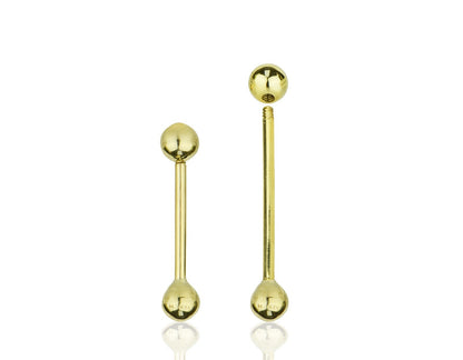 14k Yellow or White Gold Ball Barbell Bar Tongue Body Jewelry Piercing