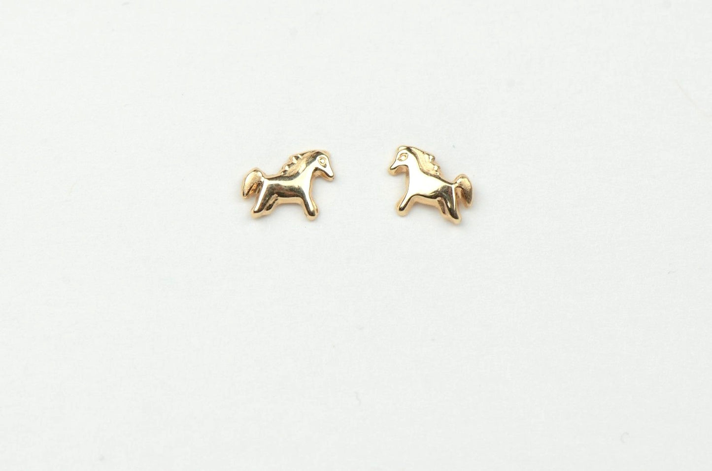 14k Yellow Gold Baby Enamel Horse earrings with Screw Back