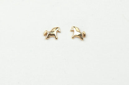 14k Yellow Gold Baby Enamel Horse earrings with Screw Back