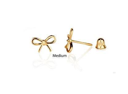 14K Yellow / White / Rose Gold Bow Tie Stud Earrings