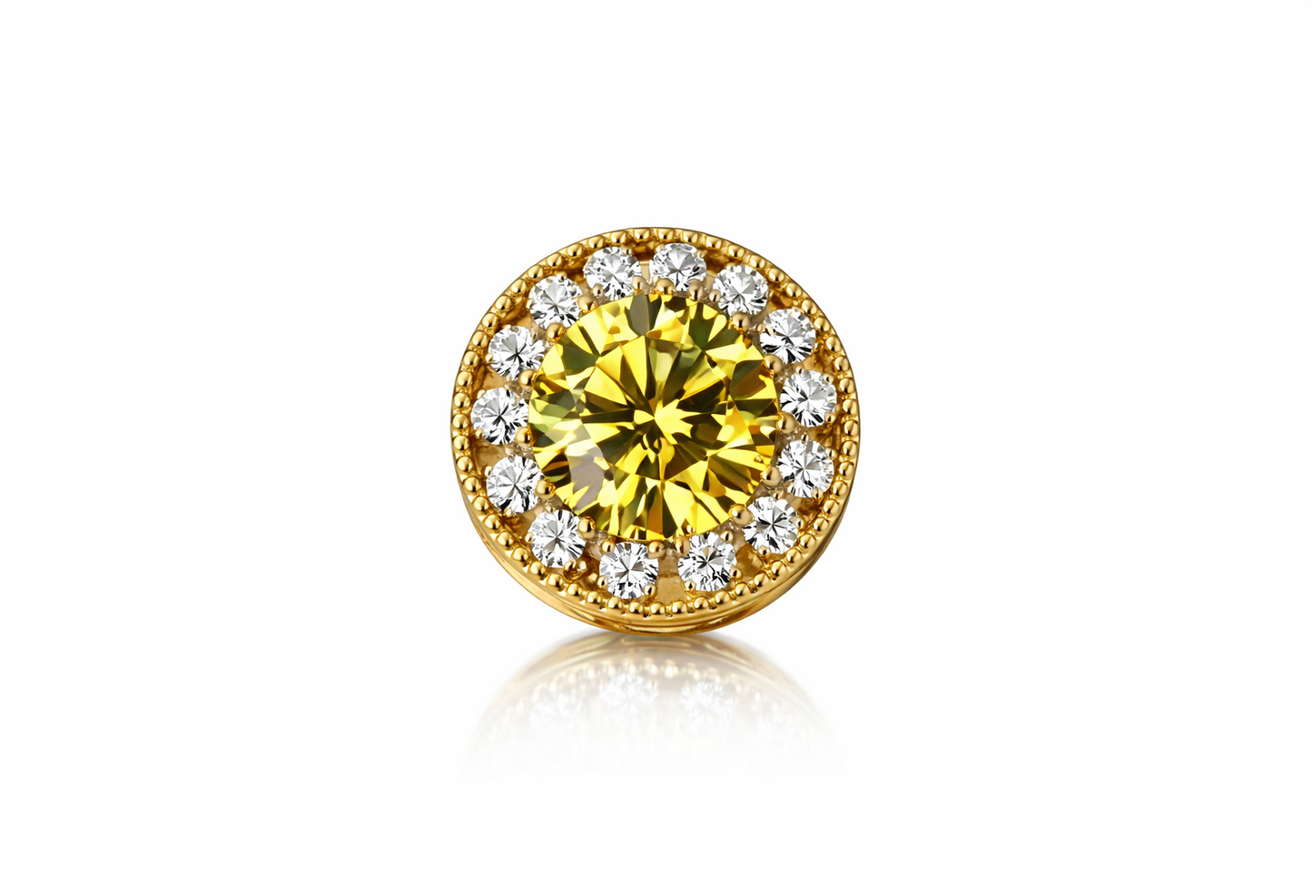 14k Yellow Gold Halo Round Pendant