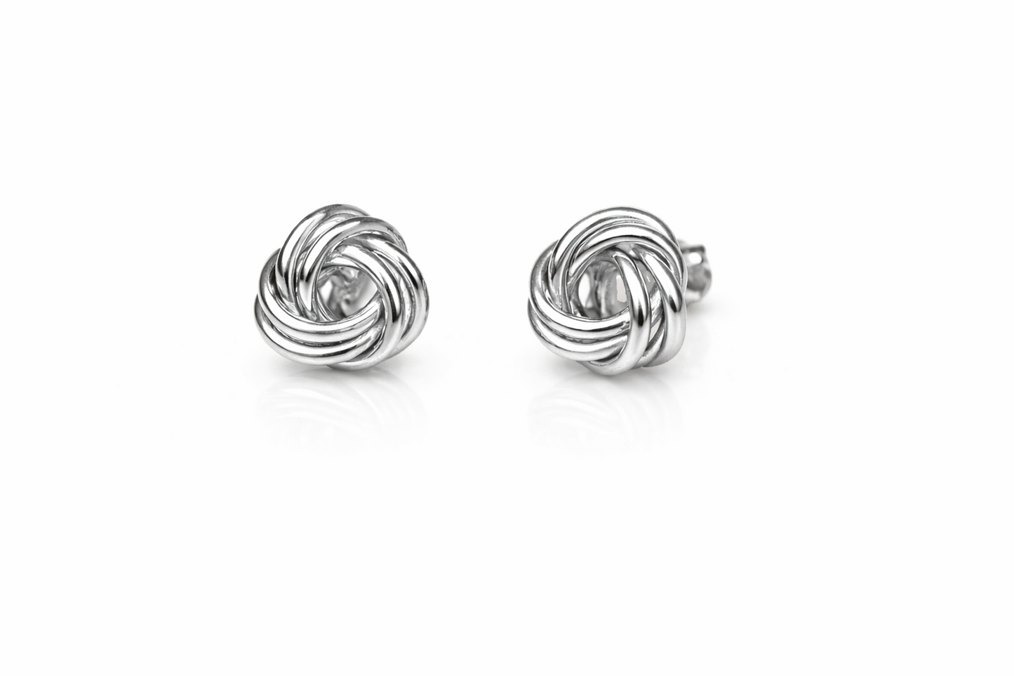 14K Yellow and White Gold Polished Love Knot Stud Earrings