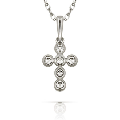 14K Yellow & White Gold Brilliant Round Cut Cross Pendant For Women