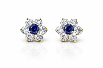 14k White Gold Flower Stud CZ Earrings screw back