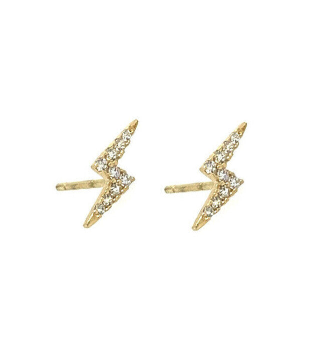 14K Yellow/White/Rose Cz lighting Bolt with Push Backs