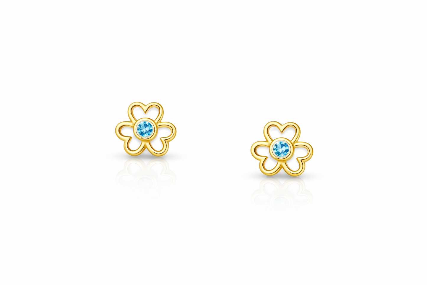 14k Yellow/White Flower Studs Earrings Screwback