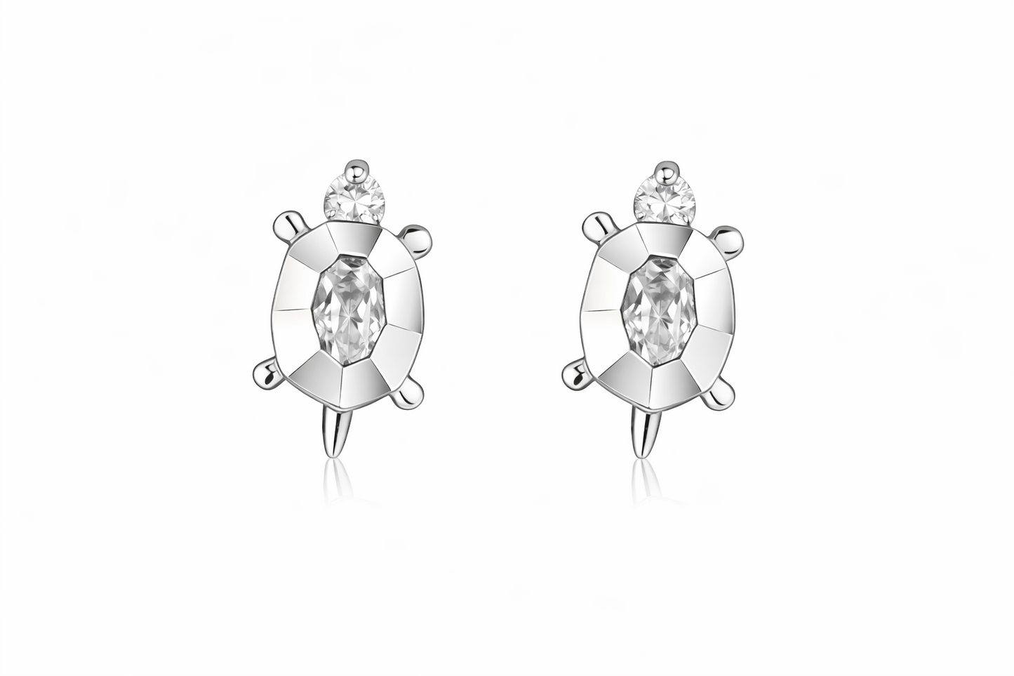 14k Yellow or White Gold Turtle CZ Stud Earring