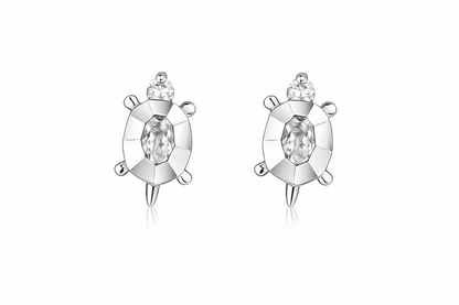 14k Yellow or White Gold Turtle CZ Stud Earring