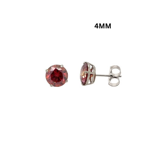 14K Gold GRA Certified D-VVS1 Watermelon Red Moissanite PushBack Studs Earrings