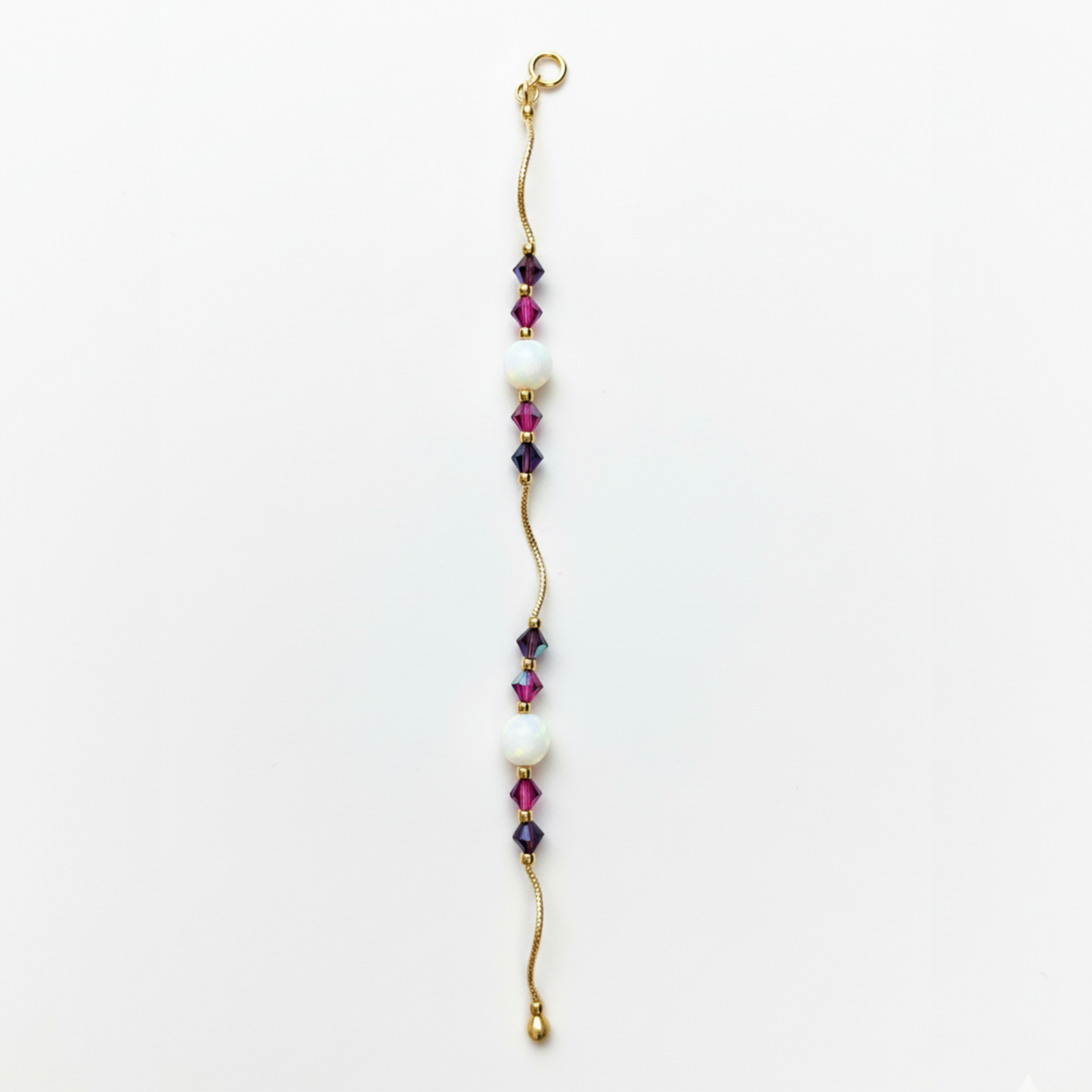 14k Yellow Gold Baby Bracelet made with Opal and Crystals from Swarovski