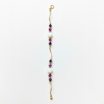 14k Yellow Gold Baby Bracelet made with Opal and Crystals from Swarovski