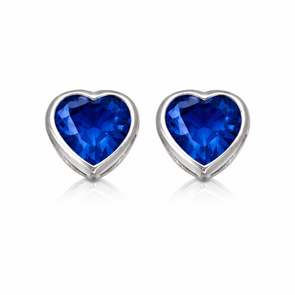14K Solid White Gold Heart Stud Earrings Birthstone 3MM X 3MM