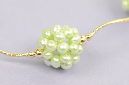 14k Yellow Gold Genuine dyed Pearl Jewelry set (necklace,bracelet,earrings)