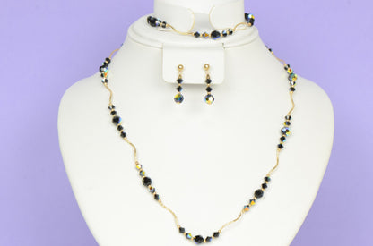 14k Yellow or White Gold Genuine Swarovski Crystal Element Beaded Necklace set