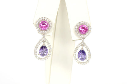 .925 Sterling Silver Dangle Push Back Stud Earrings for Women