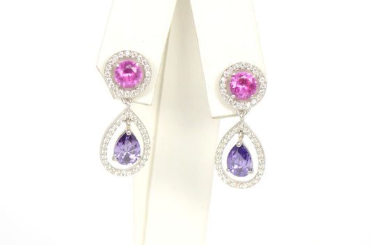 .925 Sterling Silver Dangle Push Back Stud Earrings for Women