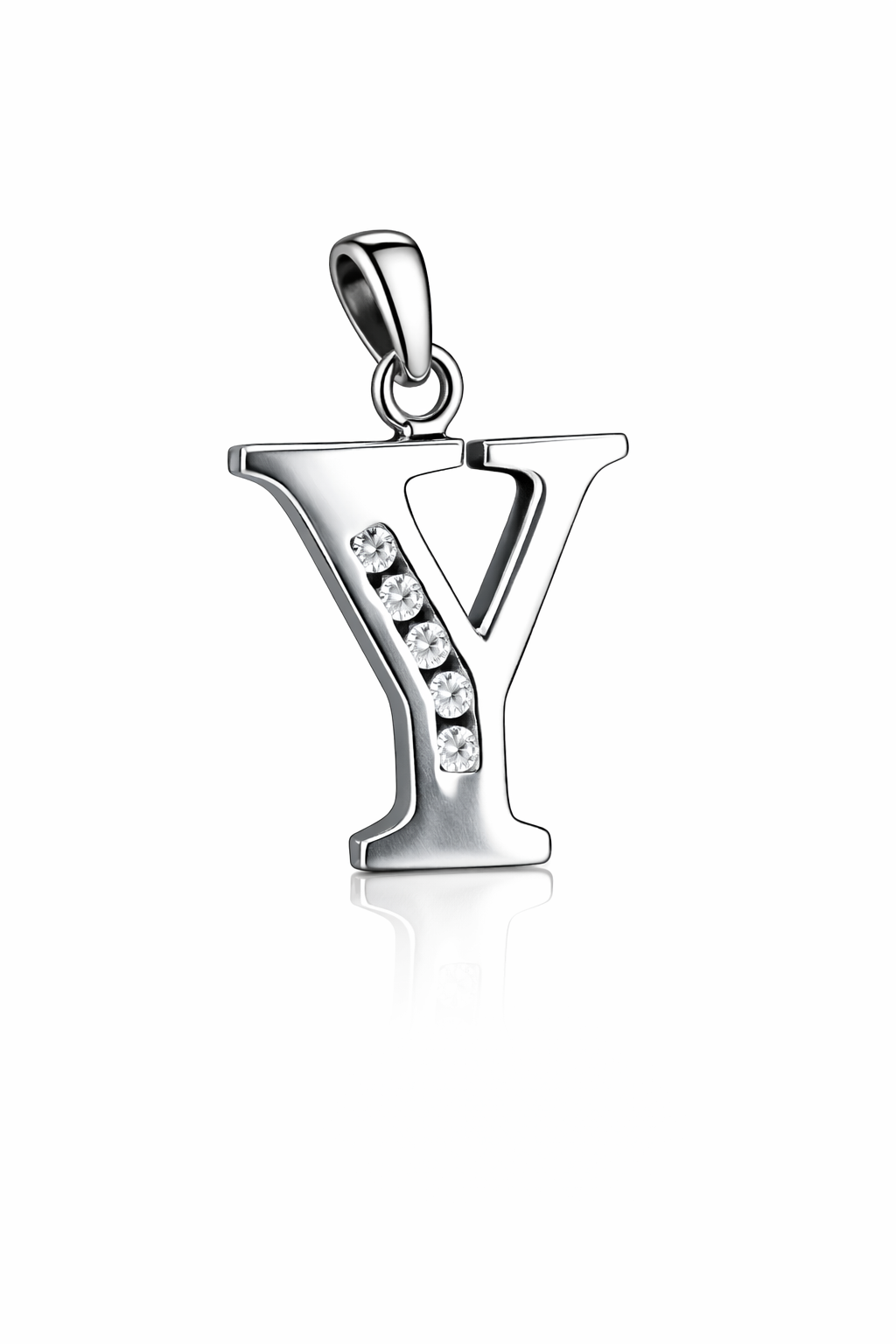 925 Sterling Silver Initial Letter CZ Pendant