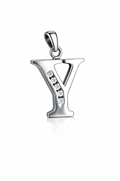 925 Sterling Silver Initial Letter CZ Pendant