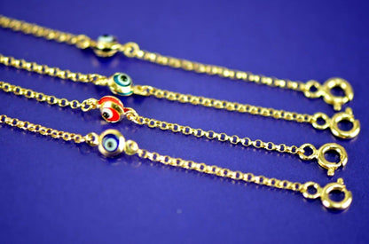 14k Yellow Gold Evil Eye Bracelet