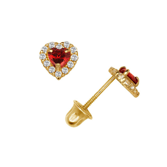 14K Yellow & White Gold Small Gorgeous CZ Heart Shaped Stud Earrings for Women