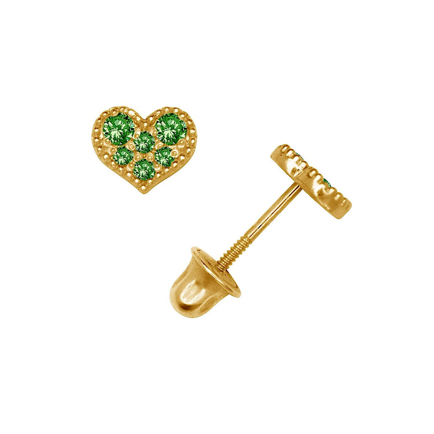 14K Yellow & White Gold Pretty CZ Heart Shaped Stud Earrings for Women