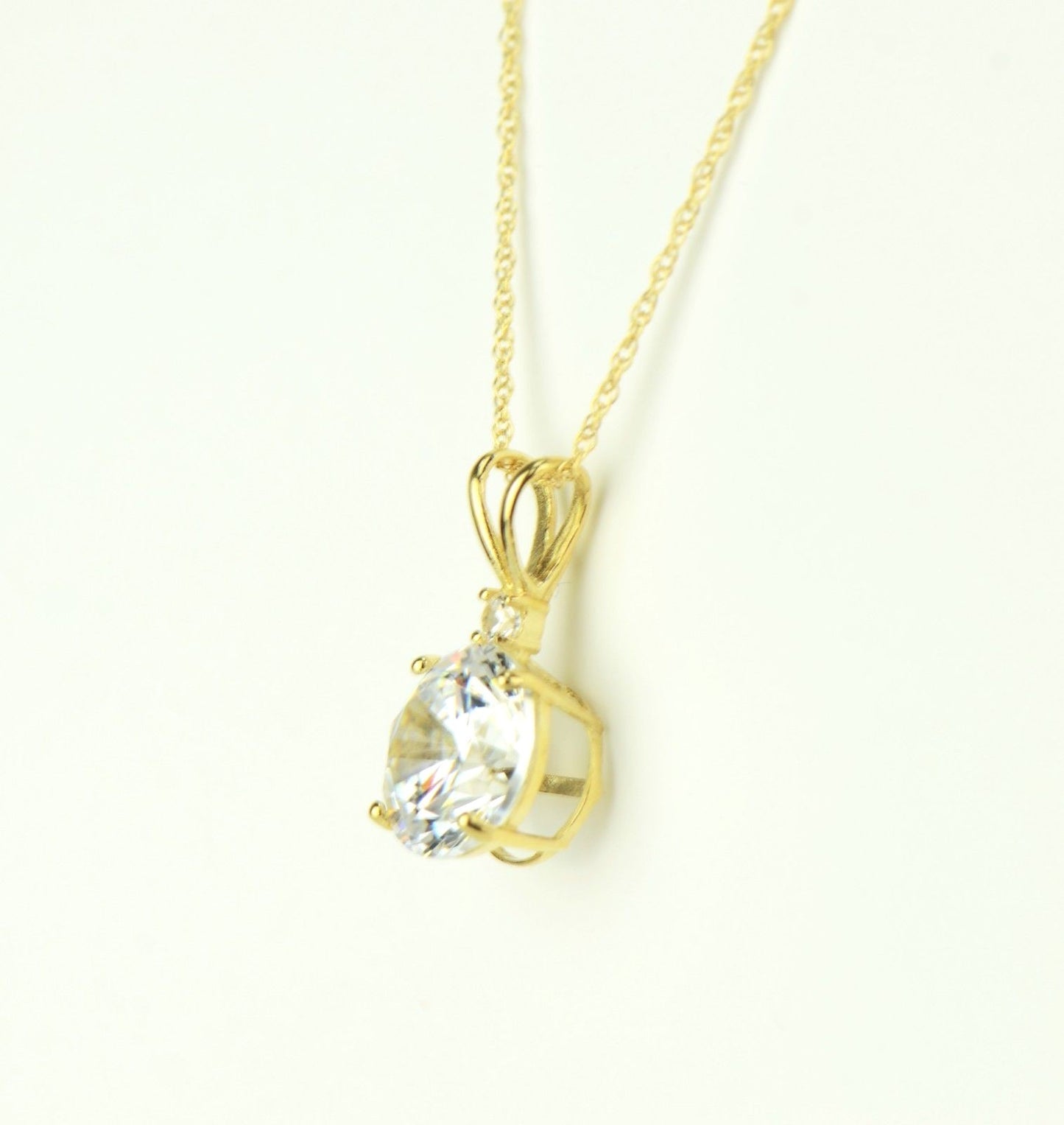 14k Yellow Gold Round CZ Birthstone Pendant