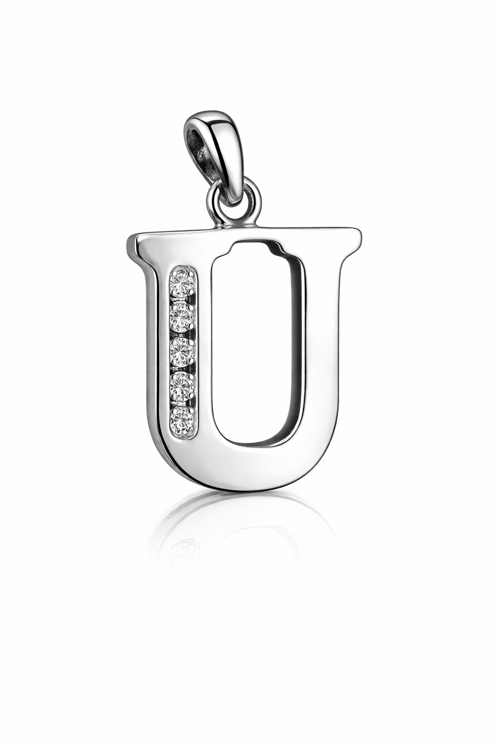 925 Sterling Silver Initial Letter CZ Pendant