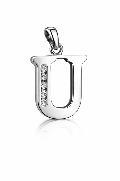 925 Sterling Silver Initial Letter CZ Pendant