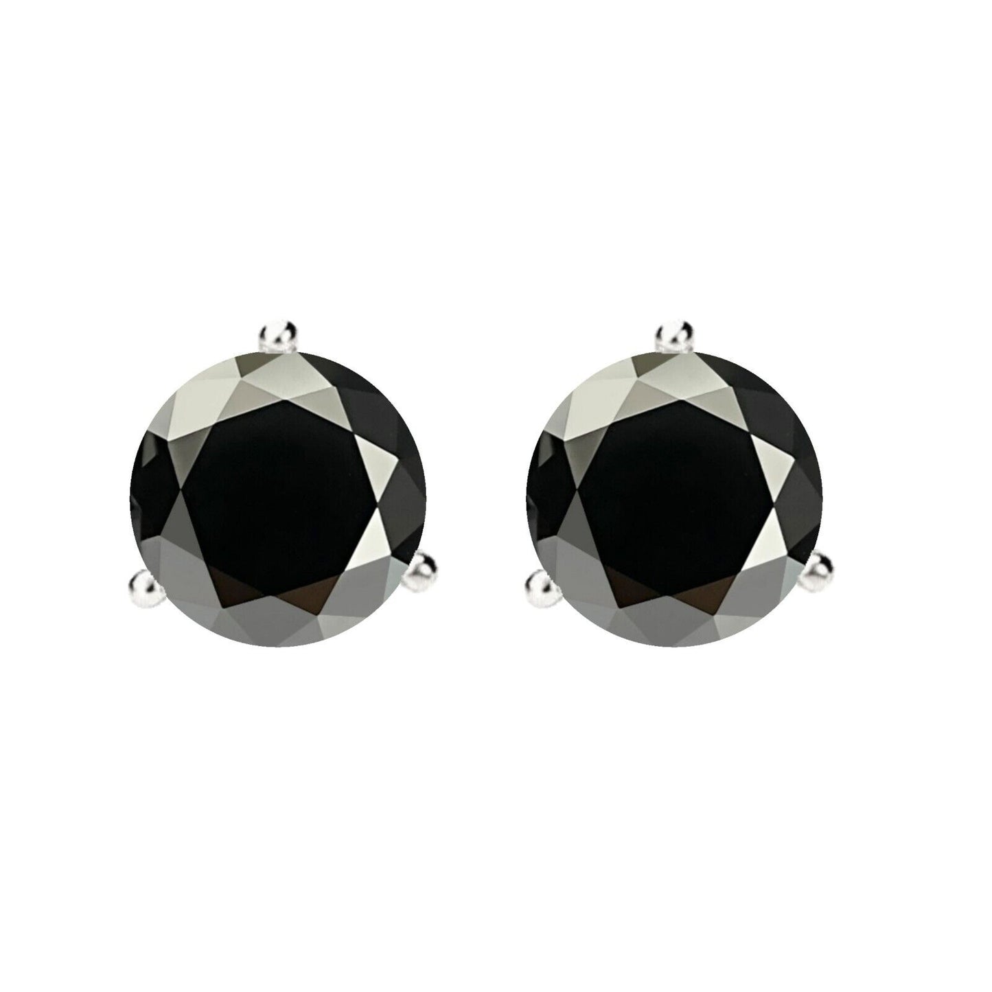 14K Gold GRA CertifiedD-VVS1 Black Moissanite Martini ScrewBack Stud Earrings