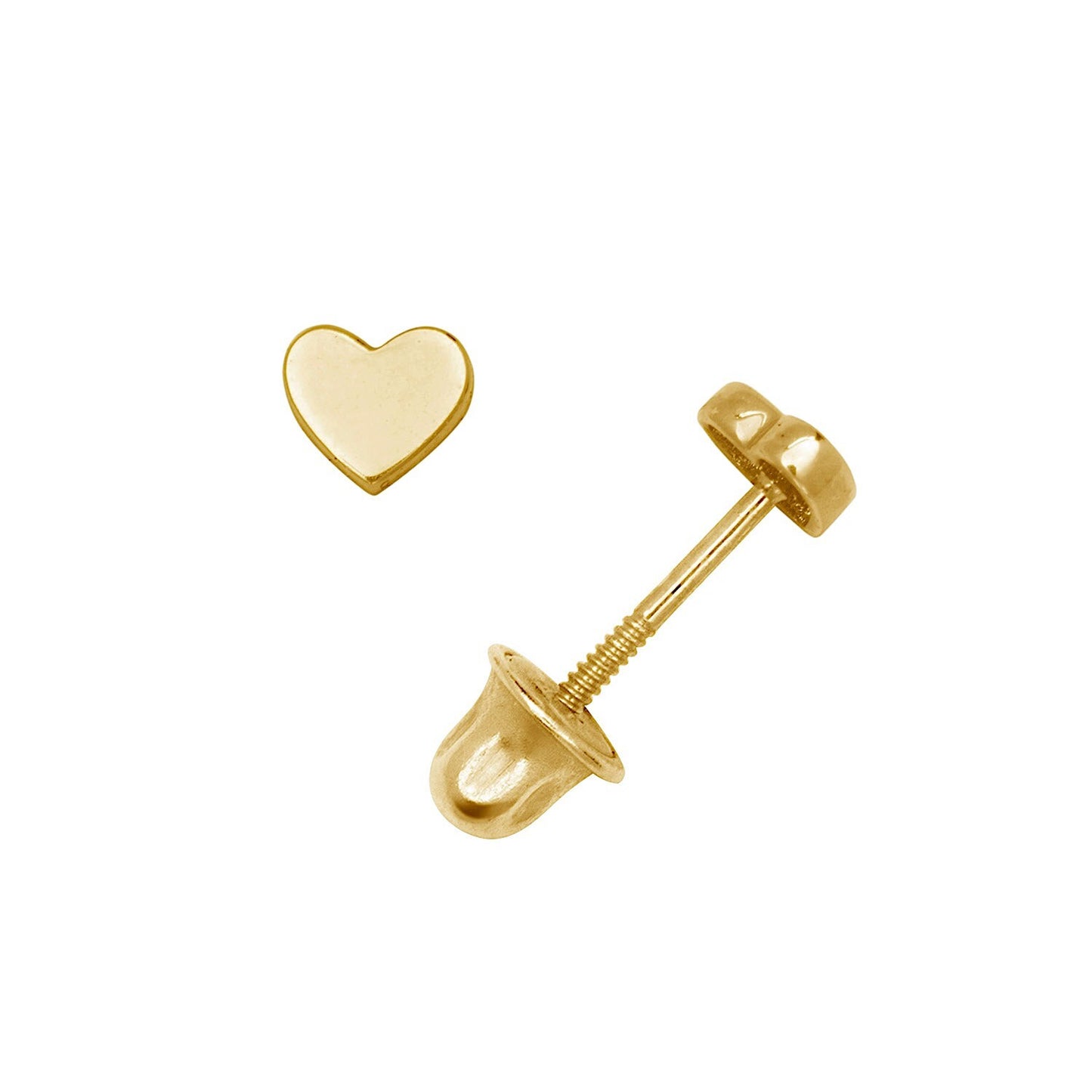 14K Yellow & White Gold Heart Shaped Stud Earrings for Women